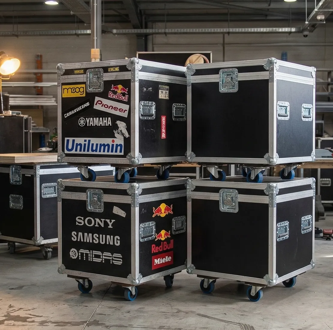 Atelier historique de KDMS, conception de flight cases depuis 1997